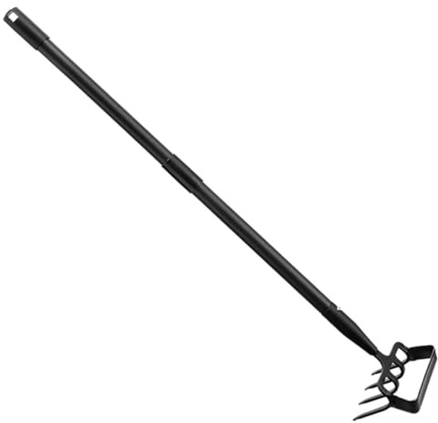 BESPORTBLE Azada de Estribo de Acero Inoxidable 1,2 M 3 Secciones, Rastrillo Manual Multifuncional para Deshierbar y Labrar, Herramienta Ligera para Jardinería y Cuidado del Césped