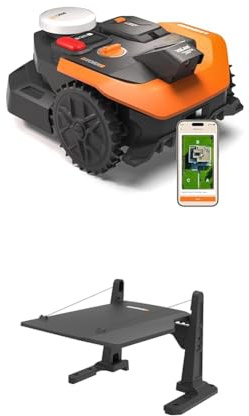 Worx Landroid Vision Cloud WR303E 2WD Robot Tagliaerba con Garage, Senza Filo Perimetrale per 300 m², (Evitamento Ostacoli AI, Navigazione VSLAM + RTK Cloud, Mappatura Automatica, Controllo App)