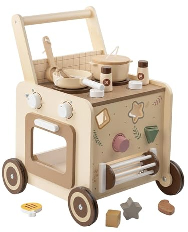 Walking Toy Kitchen for Kids Ages 4-8, Pretend Play Kitchen Set with Cookware & Walking Toys, Toddler Pretend Cooking Play- Building Block Type