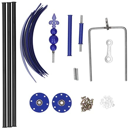 Large Wind Sculpture Spinner, Decorative Iron Windmill Rotator for Garden Yard Outdoor, Blue Metallic Reflective Finish with Durable Load - Bearing Structure
