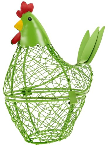 UTHCLO Cestino Arredamento Pratico a Forma di Gallina in Metallo Porta Uova Contenitore Portaoggetti Base Stabile per Cucina Domestica e Frigorifero, per Uova, Frutta e Snack per Casa