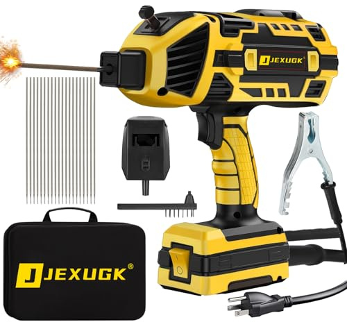 JEXUGK Portable Electric Welding Machine, 20-120A ARC Welder with IGBT Inverter, 6-Level Current Adjustment, Handheld Welding Tool Set with 20PCS 1/16-1/8 Welding Rods, for Metal Working/DIY/Repair