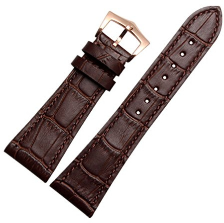 ODETOJOY Herren echtes Leder 25mm Uhrband Uhrenarmband Bars Link Pins mit Entferner Reparatur