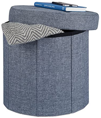 Relaxdays Sitzhocker mit Stauraum Größe M, Fußhocker mit Deckel, Polsterhocker zur Aufbewahrung, 38x38x38 cm, dunkelgrau | Polsterhocker zur Aufbewahrung, 38x38x38 cm