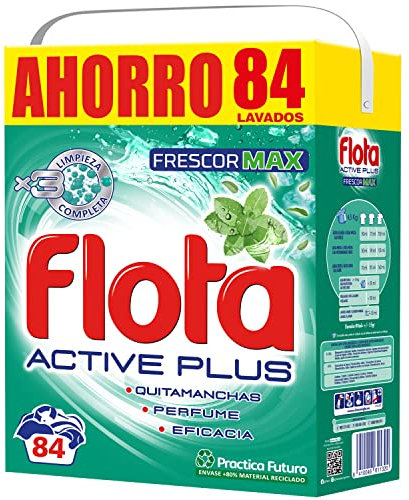 Flota Detergente Polvo Maleta Active Plus Cacitos, Blanco, 84 Unidades