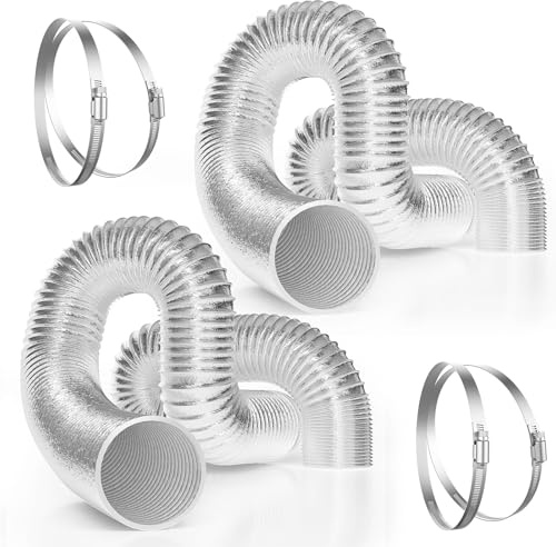 VIVOSUN 2-Pack 6 Inch 25 Feet Flex Air Aluminum Ducting, Flexible Dryer Vent Hose for HVAC Ventilation with Four 6 Inch Stainless Steel Clamps