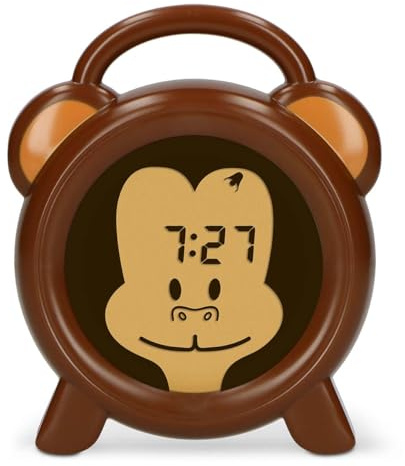 Alecto BC100MONKEY - Despertador Infantil para mesita de Noche Ayuda a los niños a Tener una sensación de Tiempo y luz Nocturna estimula a los niños a quedarse en la Cama - Marrón