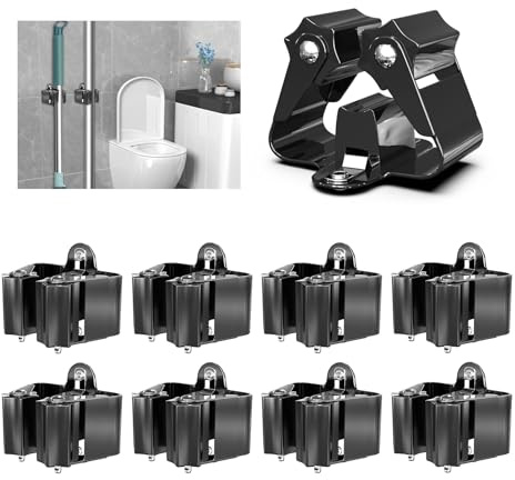 3-H 8X Besenhalterung Wand, Gartengerätehalter Set aus Edelstahl (Schwarz) | Besenhalter Wandhalterung für Besen Gartengeräte Schaufel Wischmopp,Gerätehalter für Zuhause Garten Garage,pulverbeschichtet