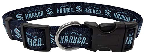 Pets First Dog Collar - NHL Seattle Kraken PET Collar, Size: Large. - A Cool, Cute, Fashionable, Adjustable, Durable Collar for Dogs & Cats Looking to Support Their Hockey Team!, Blue (KRA-3036-LG)