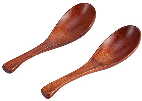 Cuchara de sopa, cuchara corta de madera MAGT 2pcs para la cocina del hogar