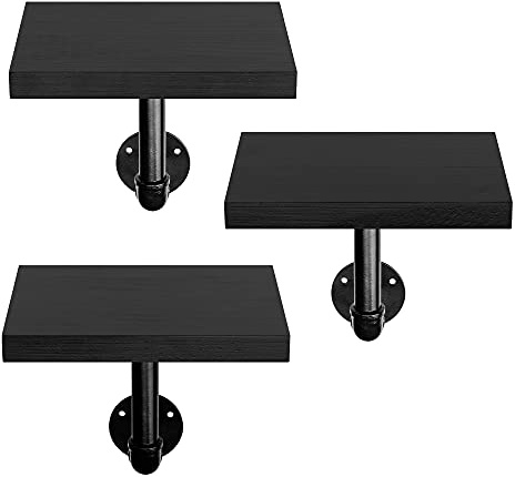 Navaris Wandregal Regal aus Holz und Metall - 3er Set Schweberegal Hängeregal - Ablage für Bilderrahmen Deko Bücher Blumentopf - einfache Montage