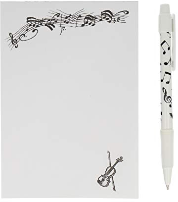mugesh Schreibset Instrument mit A6-Block und Kugelschreiber - Schönes Geschenk für Musiker (Geige/Violine)
