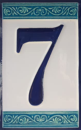 Generic Italienische Keramik Hausnummern, Griechisch inspiriert, Blau, 11 cm x 7 cm