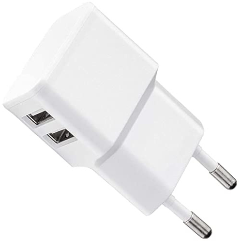 Wicked Chili Dual USB-Ladegerät abgewinkelt, kompatibel mit 2X Sonos Roam | Dual USB Adapter für Kabelloses Ladegerät, ersetzt 10W Netzteil für USB-A auf USB-C Kabel (2.4 A, 12W) weiß