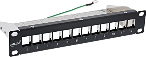 InLine® 10 Patchpanel Leerblech 12-Fach, für Keystone Module, 1HE, RAL 9005 schwarz