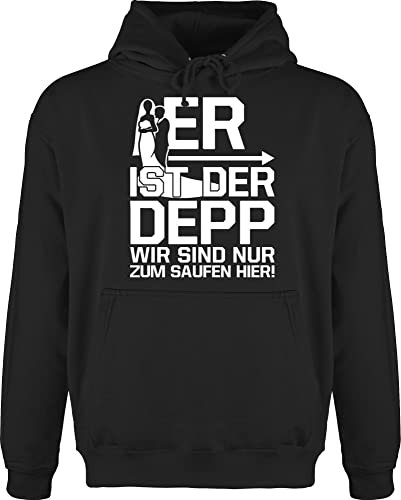 Hoodie Herren Pullover Männer - Junggesellenabschied - Er ist der Depp wir sind nur zum Saufen hier I JGA - M - Schwarz - jungesellenabschied groomsmen jungesselnabschied heiratet polterabend