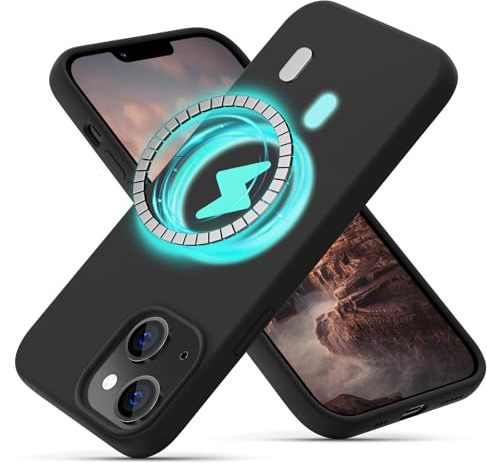 OIIAEE Silicone Case Designed for iPhone 13 Case, Ultra Slim Shockproof Protective Liquid Silicone Phone Case with Soft Anti-Scratch Microfiber Lining, 6.1 inch, Black