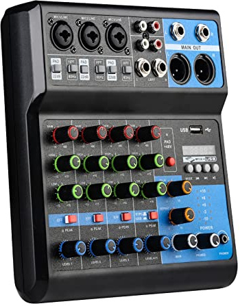 5 Kanal Mischpult Dj Mixer Stereo mit FX Reverb Verzögerungseffekt