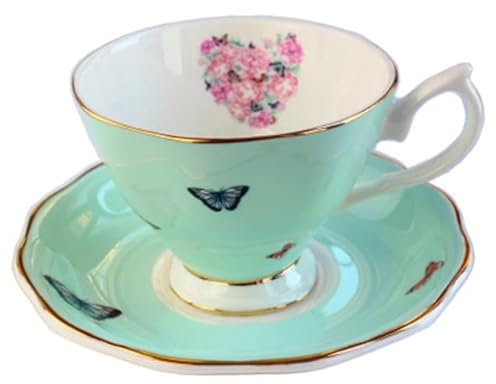 DANGAO 170 ml Bone China Tazza di caffè Cucchiaio Piattino Set Inglese Tazza da tè Pomeridiano Articoli per Il caffè Tazza da tè in Porcellana e Vassoio Tazza di Latte