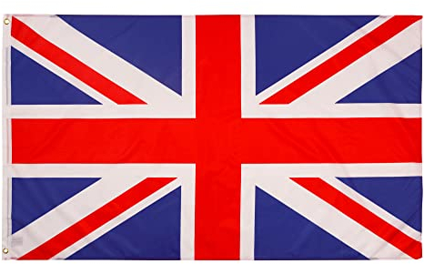 PHENO FLAGS Union Jack - Union flag 3x5ft with brass eyelets - weatherproof national flag for flagpole - 100% polyester – 90x150cm