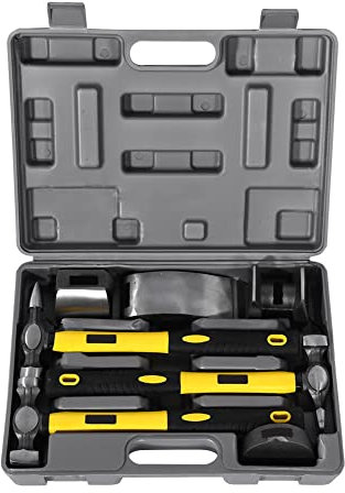 Kit di attrezzi per la riparazione del pannello della carrozzeria dell'auto, kit del carrello per martelli per martelli da 7 pezzi con custodia