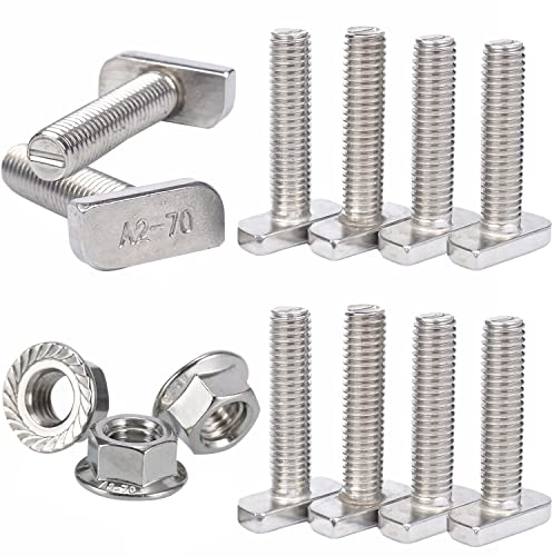 Viti Testa a Martello M8X20 in Acciaio Inox A2-70 con Attacco a Dadi Flangiati per Moduli Fotovoltaici Profilo in Alluminio Fotovoltaico Serra Guida di Montaggio Solare Fotovoltaico 10 pz (M8)