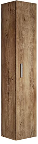 Badplaats Badezimmerschrank Pluto 30 x 30 x 150 cm Braun Eiche - Hoch Badschrank mit 1 Tür