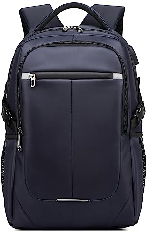 DORRISO Mochilas Hombre Grande Viajar Mochilas para 15.6 Pulgada Mochila Portatil con USB Puerto Carga de Auriculares para Acampar al Aire Libre Senderismo Impermeable Nylon Hombre Backpack Azul