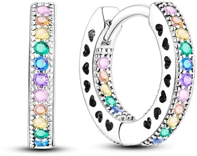 QIKAOLA 925 Sterling Silber Ohrringe für Frauen bunte kleine Hoop Huggie Ohrringe