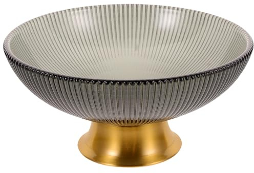 Operitacx Glass Fruit Tray with Gold Pedestal 6 Inch Sectioned Serving Platter for Snacks Candy Display Kitchen Dining