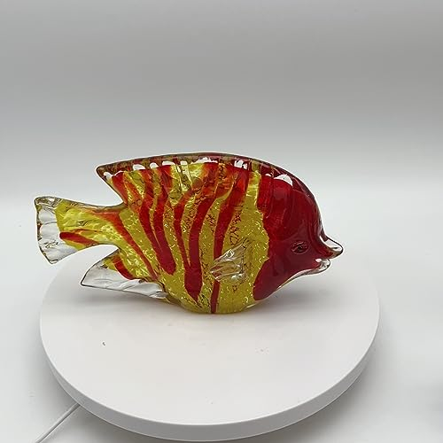 DECRZPB Glasfigur Rotbarsch tropischer Fisch handgefertigt Briefbeschwerer aus geblasenem Kristallglas Glasurkunst für Tischdekoration Heimdekoration