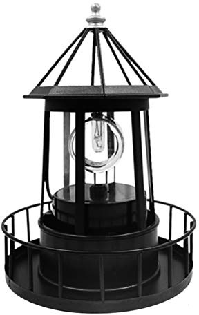 Spacnana LED-Solar-Leuchtturm, Rotierend, Solar-Gartendekoration, Laterne für Weg, Terrasse, Innenhof, Automatische Aufladung und Beleuchtung bei Nacht (BLACK)