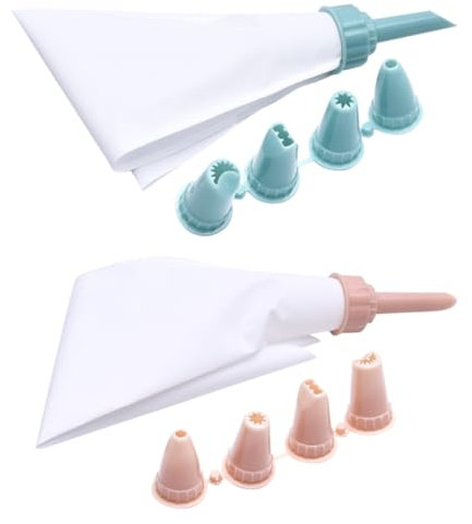 PRETYZOOM 2sets Piping Icing Bags Tips Reusable Pastry Bags for Cupcake Decorating Easy Assemble Clean Random Color