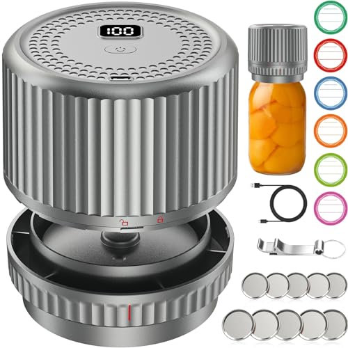 M12 Auto Stop Elettrico Mason Jar Vacuum Sealer - Aggiornamento 2025 Smart Jar Vacuum Sealer per barattoli di muratore con bocca larga e regolare Coperchi per barattoli di vetro Portable Mason Jar