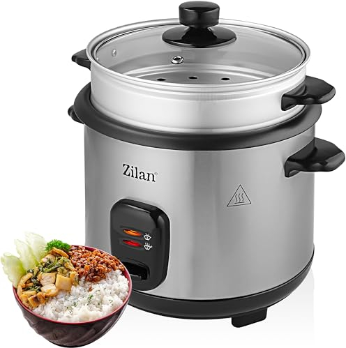Cuociriso multicooker 1,5 litri inserto vapore fornello riso 500 Watt alluminio spegnimento automatico misurino calore