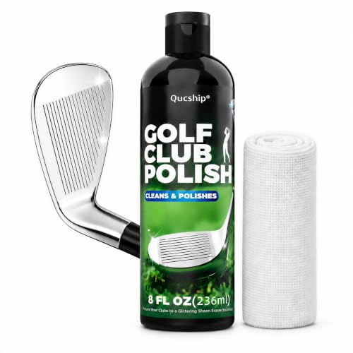 Qucship 4-in-1-Golfschläger-Polierset (reinigen, wiederherstellen, schützen) mit Handtuch, einfach zu verwendende Golfschlägerpolitur, langlebige Golfschläger-Politur für Metall, Zink, Aluminium und