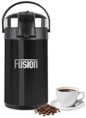 Fusion Food Airpot Flask – 3L Double Wall Insulated Thermal Coffee Carafe with Pump Action & 360° Rotating Base – Stainless Steel Hot Water Dispenser for Tea, Coffee & Cold Drinks