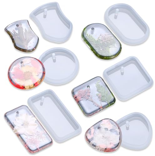 LGWJHCY 6 Stück Gießformen Silikon,Schmuckherstellung Kit DIY Silikonform für Harzguss Halskette Anhänger DIY Ohrringe mit, Silikonform Epoxidharz für Anhänger Schlüsselanhänger DIY