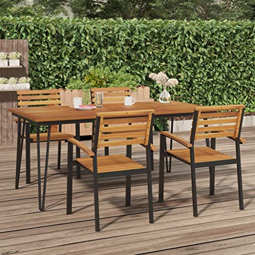 Xichuzi Gartentisch Haarnadel-Tischbeine 180x90x75 cm Akazie Massivholz Terrassentisch, Esstisch Garten, Balkontisch, Gartenesstisch, Gartenmöbel, Partytisch, 319521