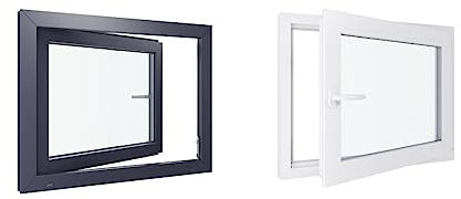 Ventana de PVC – 900 x 700 mm – Triple Acristalamiento – Bicolor blanco int/antracita ext-mango a la izquierda