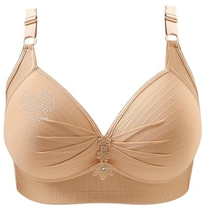 Angxiwan Prime of Day Deals 2025 Non Wired Bras for Women Super Comfot Padded Bra Fashion Rhinestones Print Adjustable Strap Bralette High Impact Support Full Warehouse Deals Clearance