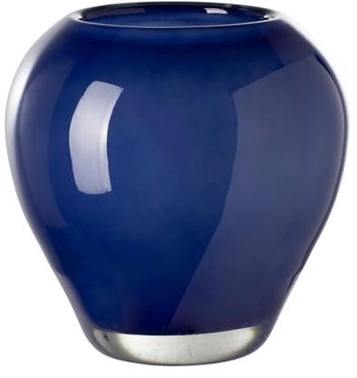 Fink Blaue Glasvase 14x14 cm kleine Kugel-Blumenvase aus Glas
