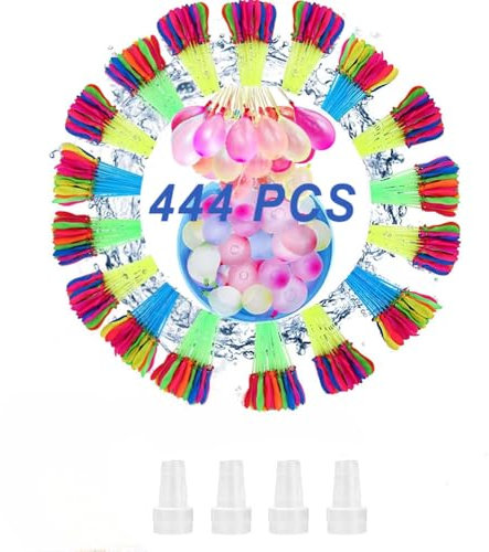 444 Stück wasserbomben selbstschließend, 60 sekunden schnellfüller, wasserbomben luftballons balloons selbst, farbige wasserballon, sommer party, wasserschlacht für wasser spiele