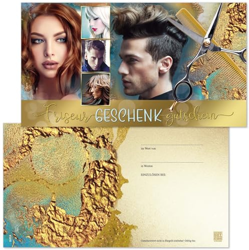 GESCHENKGUTSCHEINcom - 100 Blanko Gutscheine - Formular mit Vordruck für Friseure Friseursalons Coiffeure Firmen K12016-0-100-V1