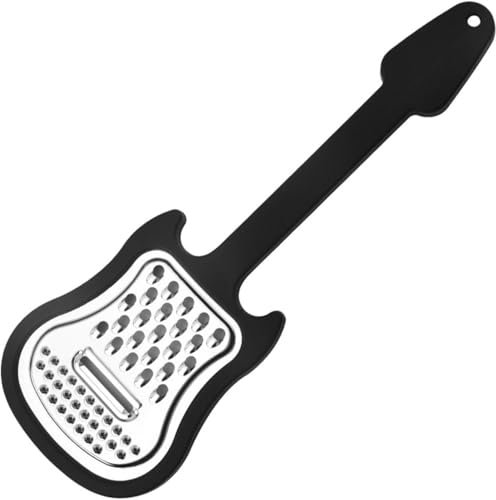 Rallador de queso negro, triturador de queso de acero inoxidable, rallador de mano para cocina, diseño de guitarra trituradora de alimentos, rallador de alimentos de cocina de agarre cómodo