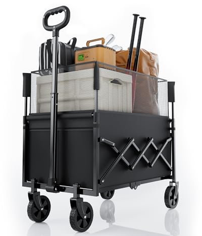Carrello pieghevole con ruote, capacità 120 l, nero