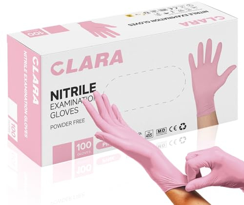 Clara Nitrilhandskar puderfria rosa, engångshandskar handskar, rengöringshandske The Pink, 100 stycken S