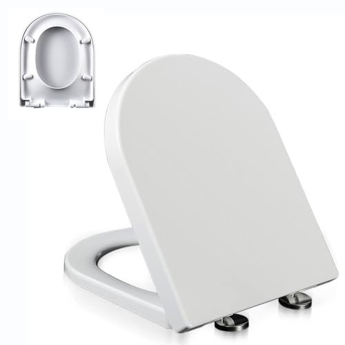 Sedile WC a forma di D con cerniera a chiusura lenta a sgancio rapido e facile da installare Soft Close Urea Formaldeide Sedile WC non allentare mai cerniera regolabile bianca per comfort e