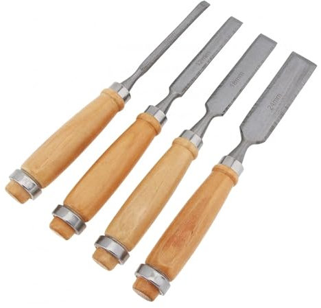 Mxxephemer Kit di 4 scalpelli per Lavorazione del Legno con Pala Piatta, scalpelli per Intaglio del Legno, Set di Utensili manuali per Intaglio di Base, sgorbie per falegnami, 4 Pezzi da 85 mm