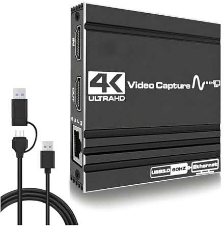 Sxhlseller Scheda di Acquisizione HDMI 4K per lo Streaming, Scheda di Acquisizione Video Audio Full HD 1080P 60Hz, USB3.0 Ad Alta velocità e Integrato in RJ45, Lavorare con Fotocamera, PC,